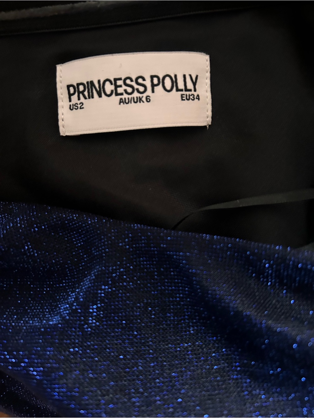 Princess Polly Navy Glitter Strapless Mini Dress Asymmetrical Party Dress size 2 - Picture 12 of 14